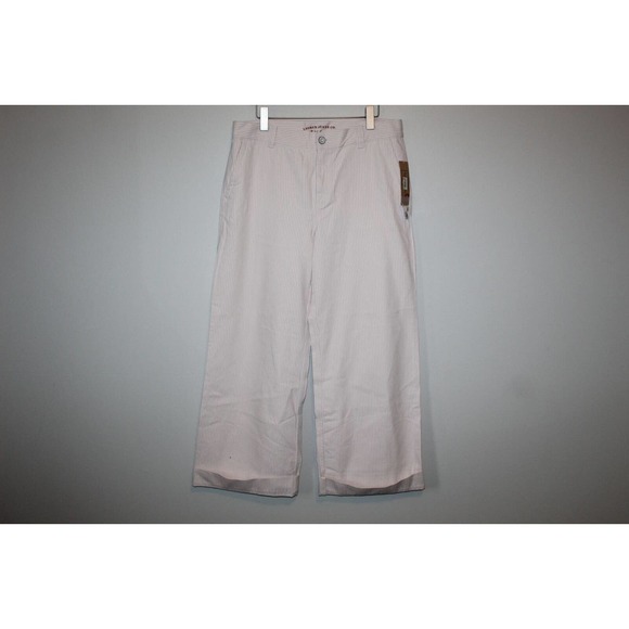 NWT Lauren Jeans Co Striped Wide Leg Trouser Denim Jean Pink Plus Size 14 H14626 - Picture 2 of 12